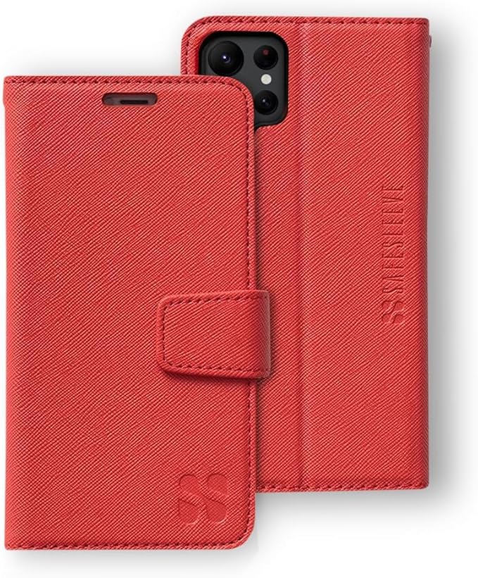 SafeSleeve EMF Protection Anti Radiation Samsung Galaxy Case: Galaxy S24 Ultra RFID EMF Blocking Wallet Cell Phone Case (Red)