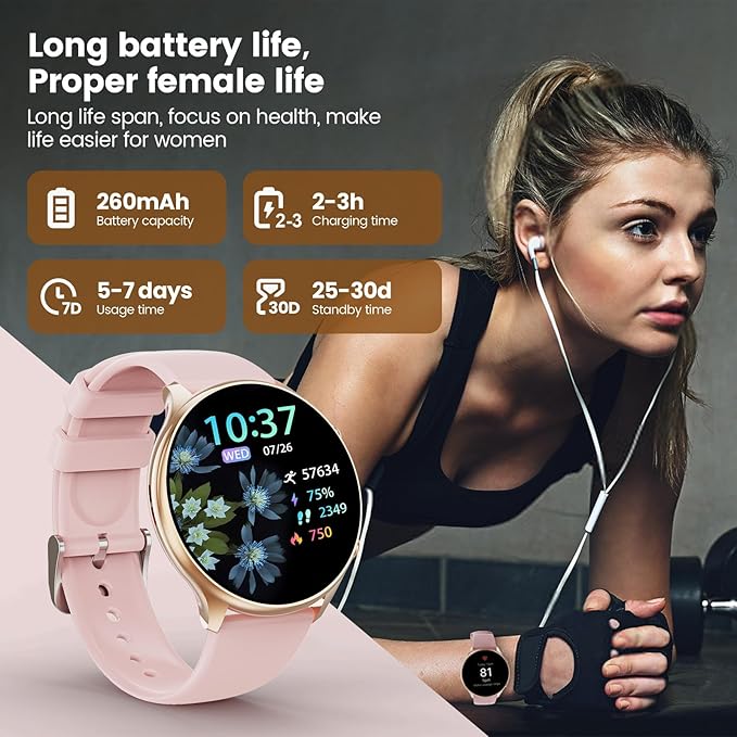 Smart Watches for Women with Menstrual Cycle Tracker, 1.39” HD Smart Watch, Heart Rate/Sleep Monitor, IP67 Waterproof, Women’s Watch Fitness Tracker Compatible with iOS Android