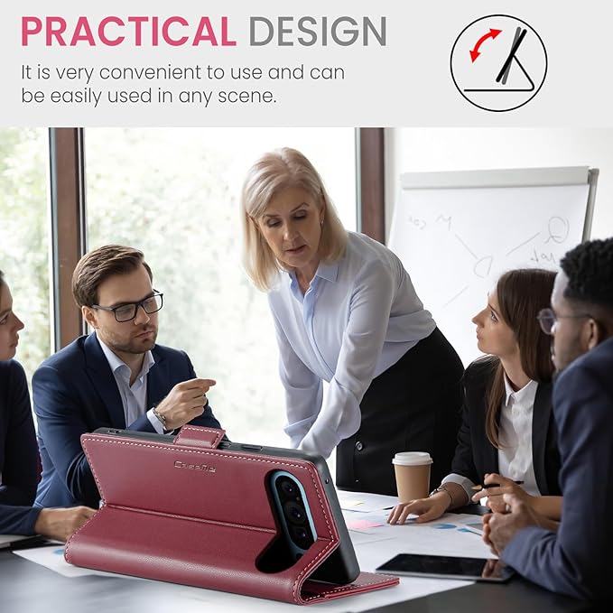 for Google Pixel 9 Pro XL Case, Premium PU Leather Wallet Case Flip Cover with [RFID Blocking][Card Holder][Stand Function] Shockproof Protective for Google 9 Pro XL, Red