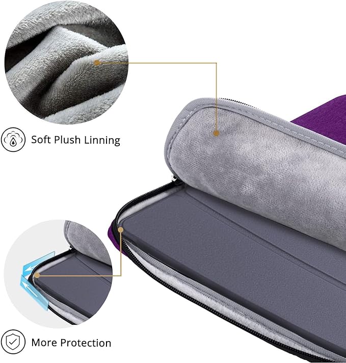 Ferkurn Purple Laptop Sleeve, 14 inch, Compatible with MacBook Pro 2021, Notebook Asus, Acer Chromebook, Handmade, Zipper