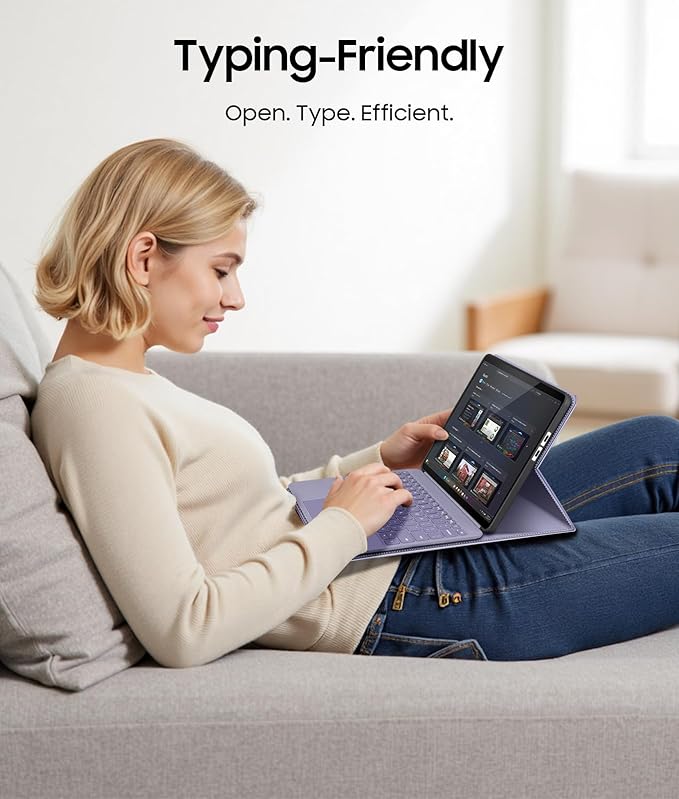 Fintie Protective Case for Microsoft Surface Pro 12 Inch (2025), Multi-Angle Viewing Portfolio Business TPU Back Cover with Pocket & Stylus Holder, Compatible with Type Cover Keyboard (Lilac Purple)