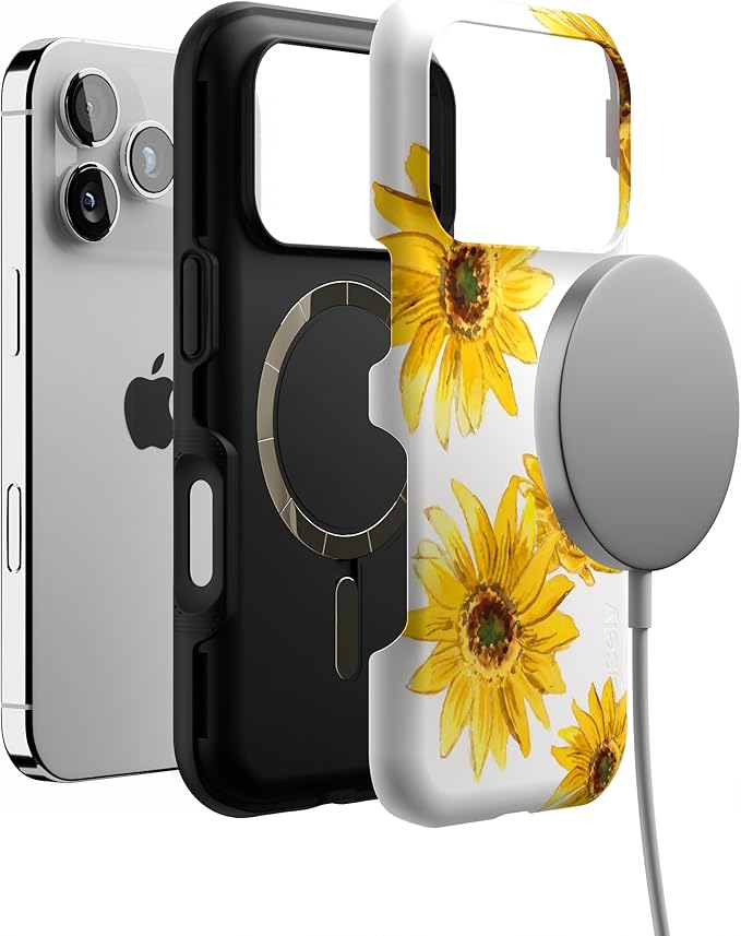 Casely iPhone 17 Pro Case | Golden Garden | Yellow Sunflower | Bold Protective Design | Compatible with MagSafe