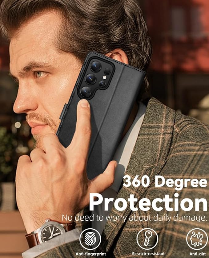 OCASE Compatible with Galaxy S25 Ultra Wallet Case, PU Leather Flip Folio Case with Card Holders RFID Blocking Kickstand [Shockproof TPU Inner Shell] Protective Phone Cover 2025, Spliced Gray