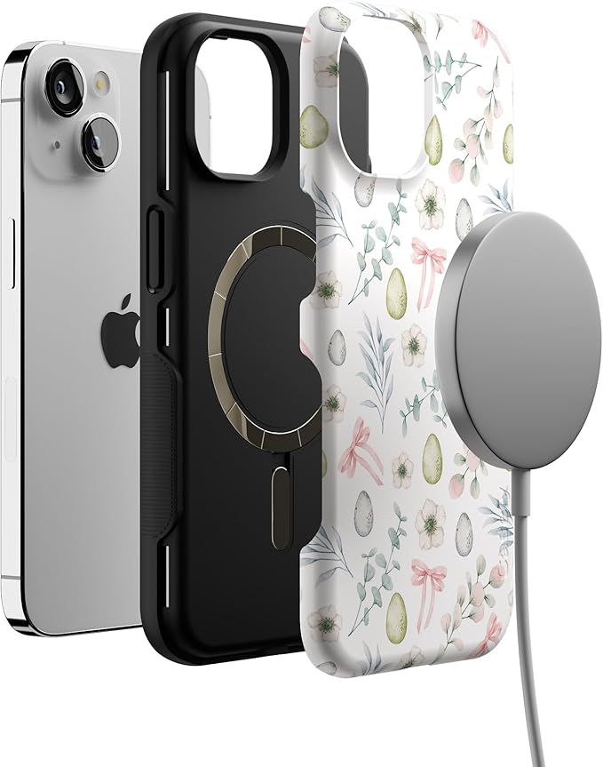 Casely iPhone 14 Case | So Eggxtra | Spring Garden | Compatible with MagSafe | Bold Protective Design