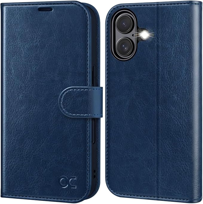 OCASE Compatible with iPhone 16 Wallet Case, PU Leather Flip Folio Case with Card Holders RFID Blocking Kickstand [Shockproof TPU Inner Shell] Phone Cover 6.1 Inch 2024, Blue
