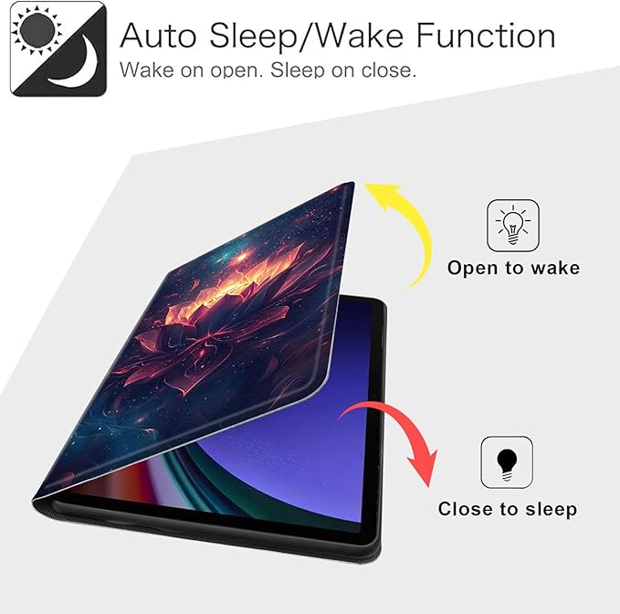 Case for Samsung Galaxy Tab S10 FE/ S9 FE 5G 10.9 Inch/Tab S9 11 Inch, Slim PU Leather Stand Cover with Auto Wake/Sleep, Multi-Angle Viewing & Shockproof, Lotus