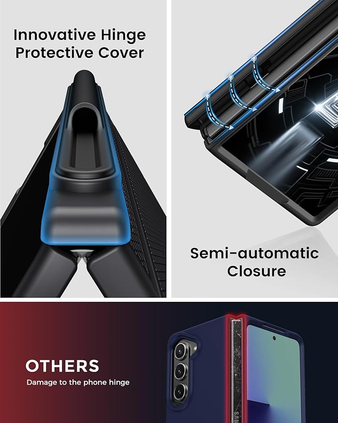 for Samsung Galaxy Z Fold 7 Slim Case with S Pen Holder, Front Screen Protector, Hinge Protection, Support Wireless Charging, Rugged Full Cover, Protective Phone Case for Samsung Z Fold7, Black