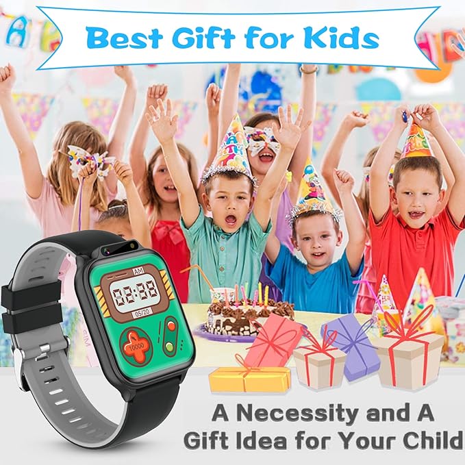 1.85" Kids Watch, AI(Translation/Q&A/Watch Face/Image Recognition)Smartwatches with Heart Rate,Sleep Monitor,Video Music Pedometer,NO APP/Phone, Gifts for 3-12 Years old Boys Girls(Built-in AI, Black)