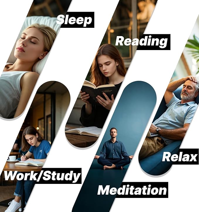 Hmusic HS88 Sleep Earbuds,Neckband Sleep Headphones Bluetooth 5.4,-30dB Noise Reduce Soft Flat Thin Silicone Earplugs for Side Sleeper,12H Playback, In Ear Earphones for Air Travel,Audio Book,Meditate