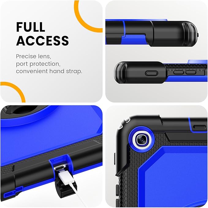 Timecity for Samsung Galaxy Tab A 10.1 Case 2019, Only Fit (SM-T510/ SM-T515/ SM-T517), Drop Proof with Hand Strap Stand Screen Protector Pencil Holder （NOT FIT for 2016 Release） - Dark Blue