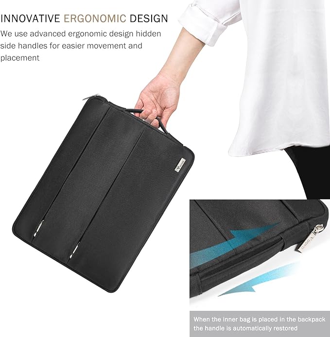 Voova 14 15 Inch Laptop Sleeve Case, Waterproof Computer Bag Cover Compatible with MacBook Air 15 M2/M3/M4 2022-2025, MacBook Pro 15, Hp chromebook 14, 14-15” Dell Lenovo Acer Asus, Black