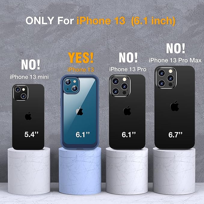 Miracase Compatible with iPhone 13 case 6.1 inch, [Glass Instead Plastic] with Built-in 9H Tempered Glass Screen Protector for iPhone 13,2023 Upgrade Full-Body Glass Clear Case, Dark Blue