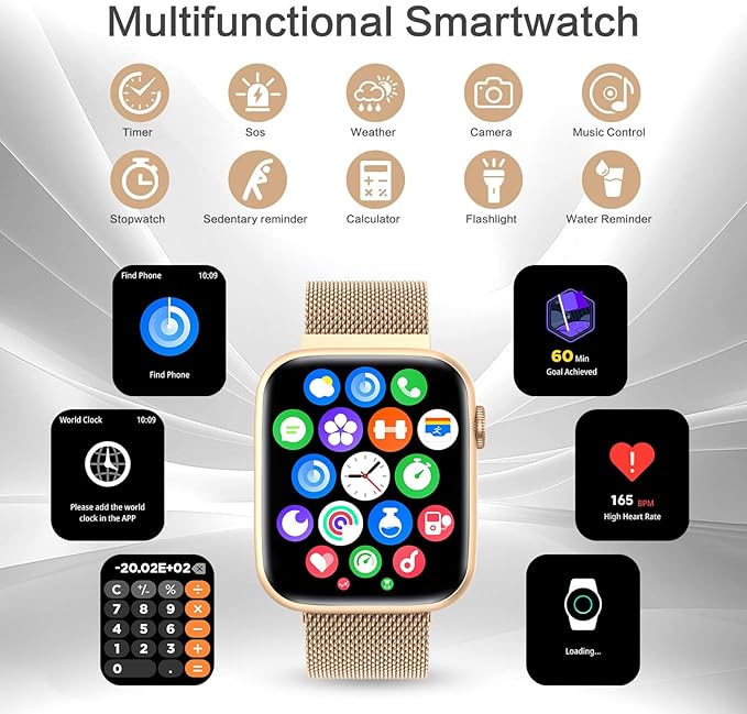 2025 Smart watches for Women with Blood Pressure Monitor, 1.9" AMOLED DA GPT AI Voice Smartwatch, 24/7 Heart Rate Stress Sleep Monitor,123 Sports Modes, IP68 Waterproof Fitness Tracker for Android iOS