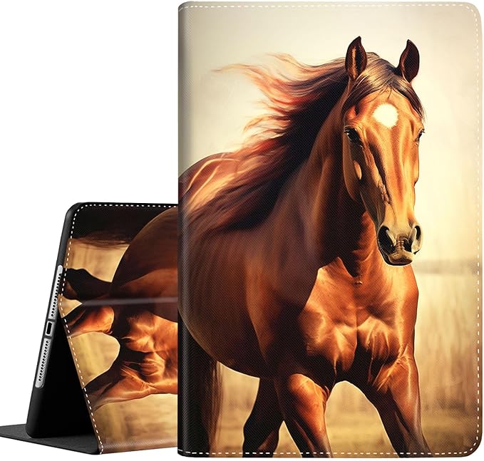 Case for Galaxy Tab A9 Plus ， Auto Sleep/Wake Multi-Angle Viewing Slim Folio Stand Cover for Samsung Galaxy Tab A9+/A9 Plus 11 Inch 2023 (SM-X210/X216/X218), Horse