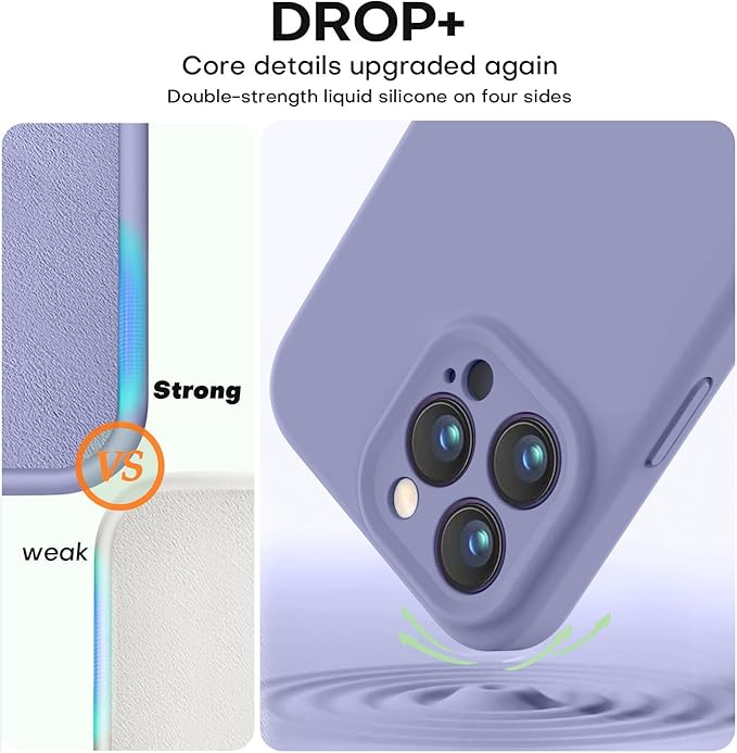 Vooii Compatible with iPhone 16 Pro Case, Liquid Silicone Upgrade [Camera Protection] [Soft Anti-Scratch Microfiber Lining] Shockproof Phone Case for iPhone 16 Pro 6.3 inch - Lavender Grey