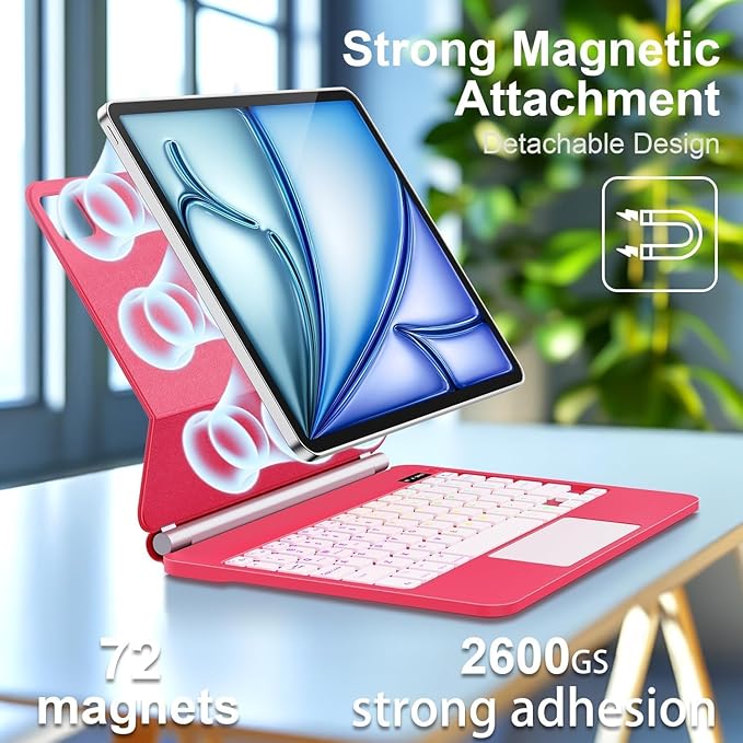 Keyboard Case for iPad Air 13 inch (M3 2025/M2, 2024),iPad Pro 12.9 inch (3/4/5/6th Gen)，Magic-Style Magnetic – Floating Cantilever Stand – Backlit Keyboard Case with Multi-Touch Trackpad