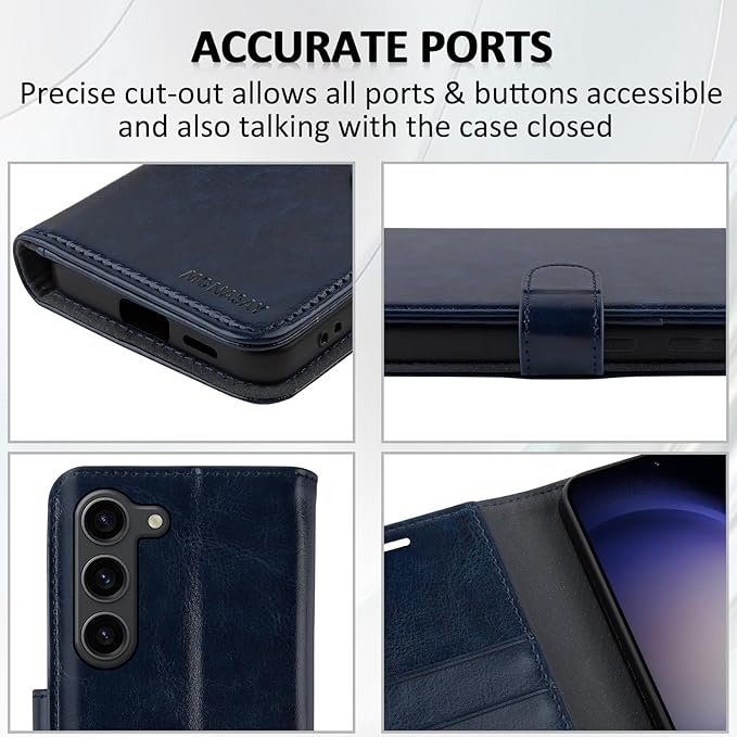 MONASAY Wallet Case Compatible for Galaxy S23+Plus 5G,[RFID Blocking] Flip Folio Leather Cell Phone Cover with Credit Card Holder，6.6 inch, Blue