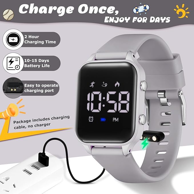 Kids Digital Watches for Boys Girls, Sports Watch with Fitness Tracker, Pedometer, Alarm Clocks, Stopwatch, No App Needed Waterproof Kids Watch, Gift for Teens Student Girls Boys Ages 5-14