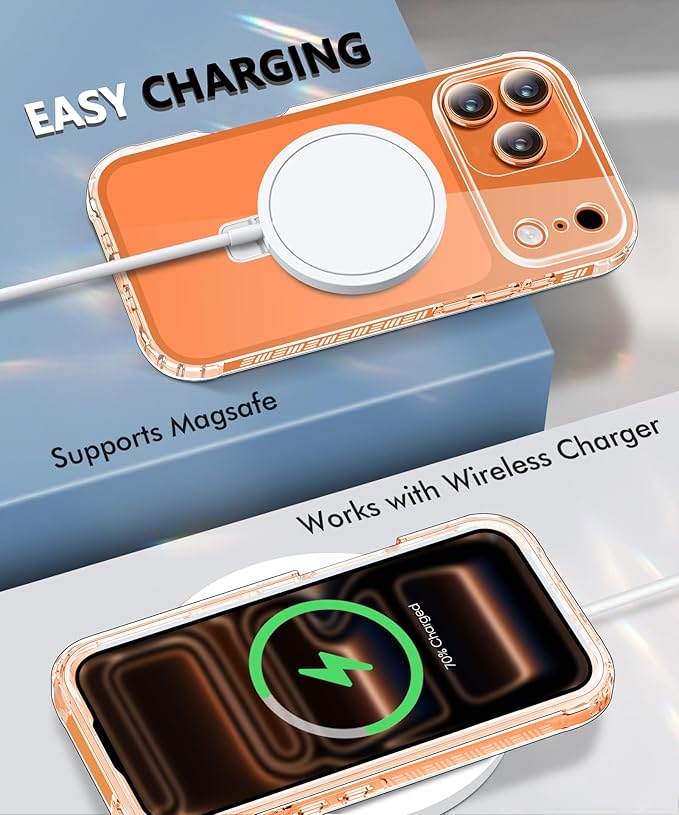 Compatible with iPhone 17 Pro Case, Built-in Screen Protector & Seamless Stand, with Camera Lens Protector, Strong Magnetic Clear Phone Case, Full Body Protective Cover for 6.3" (Clear)