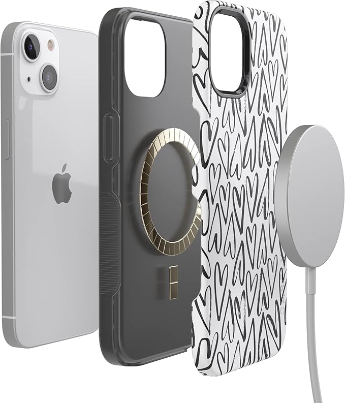 Casely iPhone 14 Case | Heart Throb | Endless Hearts | Compatible with MagSafe | Bold Protective Design