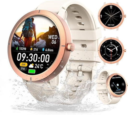 Ultra-high Precision GPS Smart Watches for Women Men, 1.32'' Amoled Screen & 24/7 Heart Rate/Health Fitness Watch, 170+ Sports Modes | 5ATM Waterproof | Compatible Android iOS