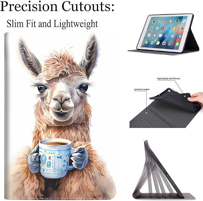 Case for Galaxy Tab A9 Plus ， Auto Sleep/Wake Multi-Angle Viewing Slim Folio Stand Cover for Samsung Galaxy Tab A9+/A9 Plus 11 Inch 2023 (SM-X210/X216/X218), Alpaca Art