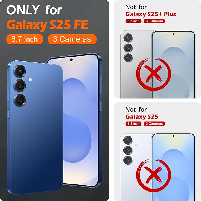 SHIELDON Case for Galaxy S25 FE 6.7" 2025, Genuine Leather Flip Wallet Case RFID Blocking Card Holder Magnetic Stand Shockproof Protective Cover Compatible with Galaxy S25 FE 5G - Retro Black