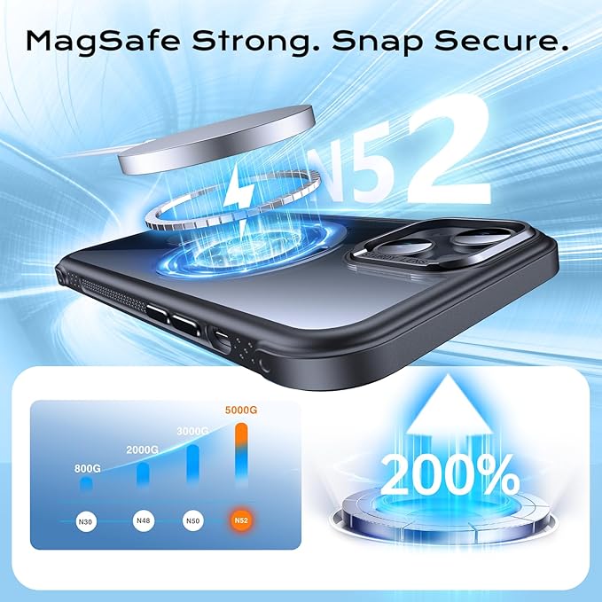 Anqrp O-Ring Magnetic Kickstand Clear Case for iPhone 14/13, Compatible with Mag-Safe, Military-Grade Reinforced 4-Corners Anti-Yellowing Transparent Phone Case Cover for iPhone 13/14, Black