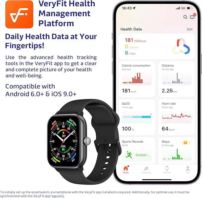 OCTANDRA Pulse 2 VeryFit Smart Watches for Men Women, Alexa Built-in 1.85" AMOLED Screen IP68 Fitness Tracker Watch, Body Energy/Heart Rate/Oxygen Saturation/Stress/Step/Sleep Monitor (GTX10) (Pink)