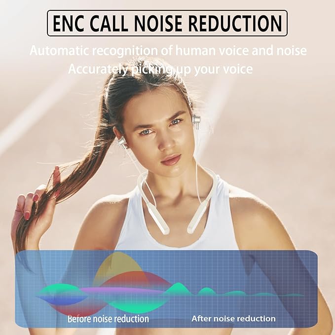 Neckband Earbuds，V5.2 with Microphone, 35 Hours Playtime, in-Ear Wireless Earbuds with Neckband，IPX7 sweatproof deep bass is Used for Music Phone Sports.(Skin)