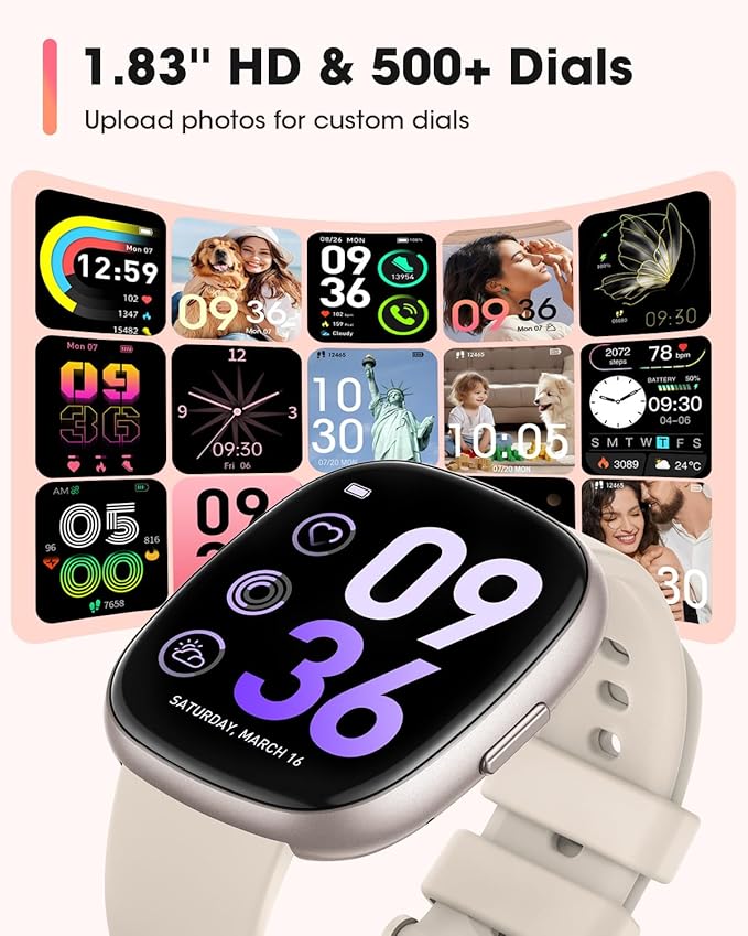 Sanorum Smart Watches for Women Men with Call: Fitness Trackers with 24-Hour Heart Rate SpO2 Sleep Monitor 120+ Sport Mode 5ATM Waterproof Smartwatch Compatible with iPhone Android Phones Starlight