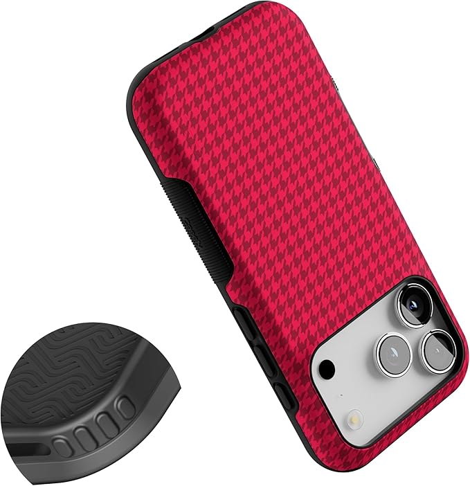 Casely iPhone 17 Pro Case | Best Dressed | Red Houndstooth | Bold Protective Design | Compatible with MagSafe