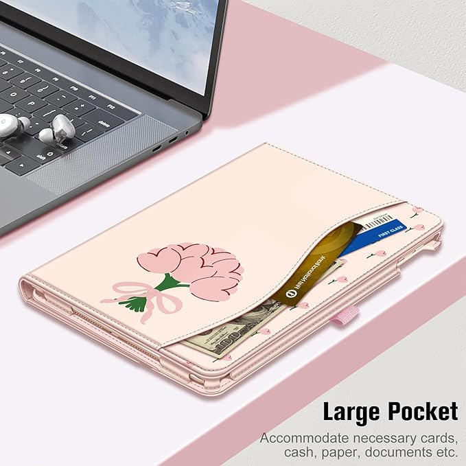 Fintie Case for iPad 9th / 8th / 7th Generation (2021/2020/2019) 10.2 Inch - [Corner Protection] Multi-Angle Viewing Stand Cover with Pocket & Pencil Holder, Auto Sleep Wake, Coquette Tulips