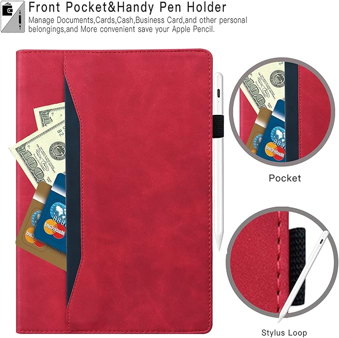 Case for Lenovo Tab P11 Pro (2nd Gen) / Tab P11 Pro Gen 2 11.2 inch Magnetic PU Leather Folio Stand Shell Cover Foldable Card Holder Multi-Angle Tab P11 Pro 2022 11.2",Red