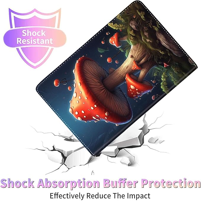 Case for Galaxy Tab A9 Plus ， Auto Sleep/Wake Multi-Angle Viewing Slim Folio Stand Cover for Samsung Galaxy Tab A9+/A9 Plus 11 Inch 2023 (SM-X210/X216/X218), Red Mushroom