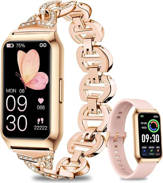 GADIXY Smart Watch,Fitness Tracker Watch 7 Day+ Battery with Heart Rate/Step Counter/Calories/SPO2/Sleep Monitor,IP68 Fitness Smart Watches for Women (Rosegold, 1.47inch)