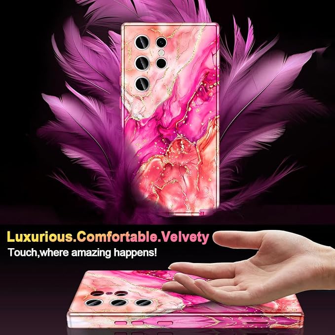 Casetego for Galaxy S24 Ultra Case,Compatible with MagSafe,[Military Grade Drop Test] Full Body Protection Slim Shockproof Rugged Marble Women Case for Samsung Galaxy S24 Ultra 6.8 inch,Ruby Red