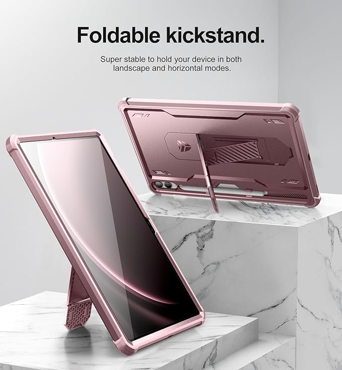 Dexnor Case for Samsung Galaxy Tab S9 FE Plus 12.4 Inch 2023, [Built in Screen Protector & Kickstand] with Pen Holder Heavy Duty Shockproof Full Body Protective Cover for Galaxy Tab S9 FE+,Pink