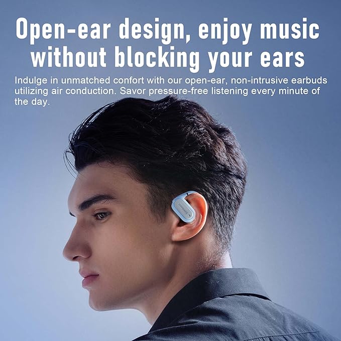 ZIPFORCE True Wireless Earbuds, Open-Ear Bluetooth 5.3 Headphones 4-Mics ENC Clear Call, OWS Bluetooth Earbuds Touch Control, IPX6 Waterproof TWS, Light-Weight Earphones