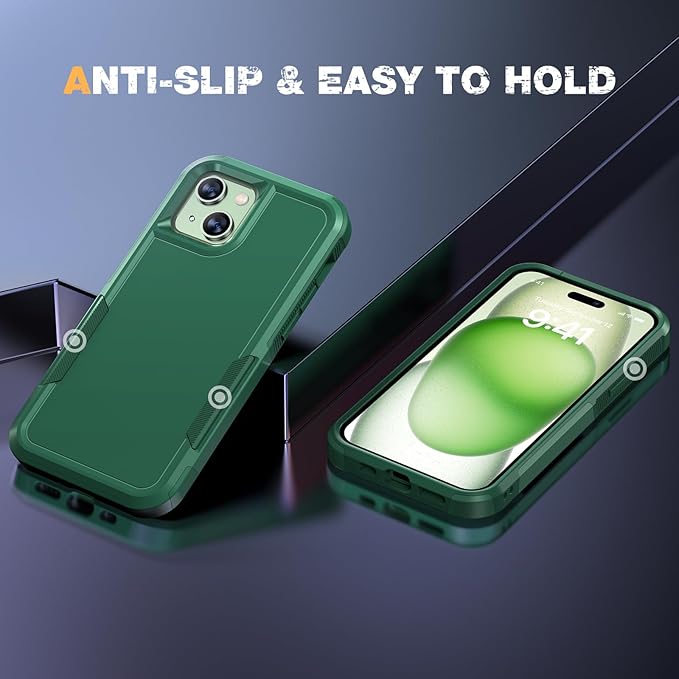 Diaclara Designed for iPhone 15Plus Case, [with Privacy Screen Protector] [Anti Spy] [Military Grade Drop Protection] Heavy Duty Full-Body Shockproof Phone Case,Green
