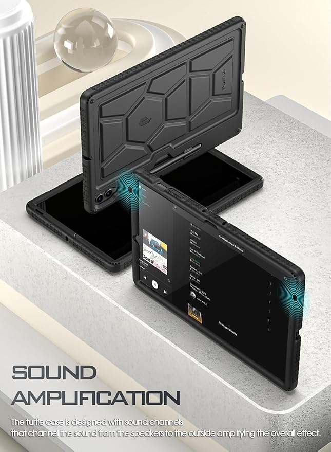 Poetic TurtleSkin Case for Samsung Galaxy Tab S9 FE+ Plus (2023 Release) 12.4 inch Case with S Pen Holder, Heavy Duty Shockproof Kids Friendly Protective Silicone Cover, Black