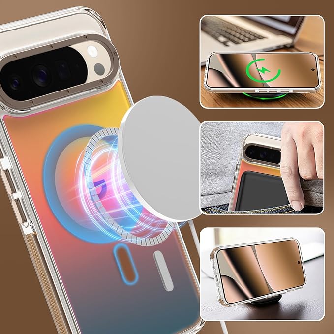 MOWIME Magnetic Case for Google Pixel 10 Pro XL [Compatible with Magsafe] [Cute Fashion Fluorescent Design] Shockproof Slim Translucent Matte Case for Pixel 10 Pro XL 6.8", Desert