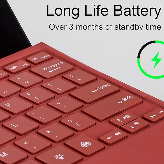 Type Cover for Microsoft Surface Pro 7+ / Pro 7 / Pro 6 / Pro 5 / Pro 4 / Pro 3, 12.3 inch, Ultra-Slim Wireless Tablet Keyboard with Multi Touchpad Bluetooch (Rose)