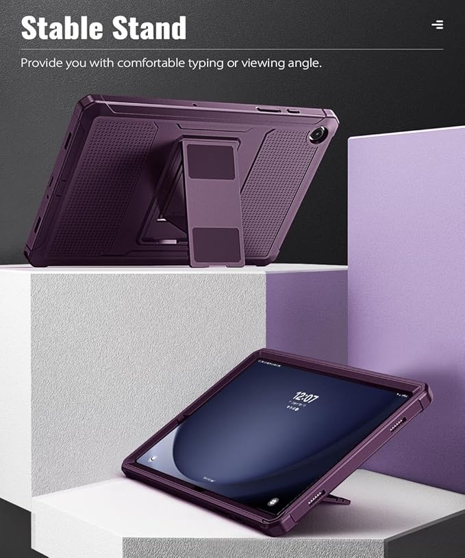 MoKo Case Fit Galaxy Tab A9 Plus 11-Inch 2023 (SM-X210/X216/X218), Shockproof Full Body Rugged Stand Back Cover Built-in Screen Protector Fit Galaxy Tab A9+ 11" 2023, Dark Purple