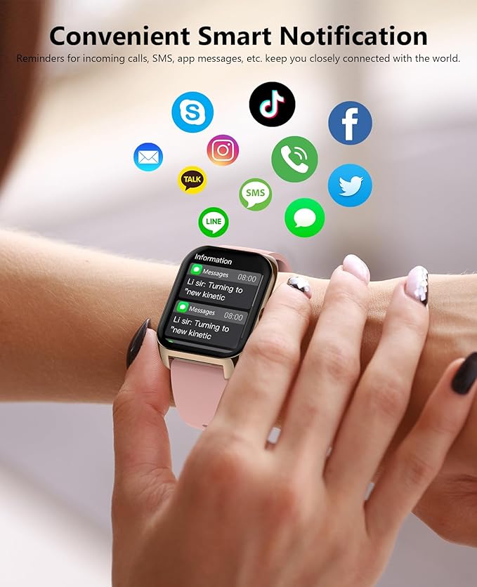 Smart Watch (Answer/Make Call) for Women, 2.02" Smartwatch with Blood Oxygen/Heart Rate/Blood Pressure/Sleep Monitor, IPX8 Waterproof Fitness Tracker, 100+ Sports Modes Compatible with iOS Android