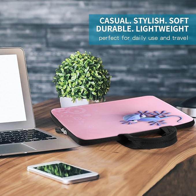 iColor 14-15.6 inch Laptop Bag Sleeve Handle Chromebook Case Holder Pouch Notebook Sleeve Neoprene Cover Soft Carrying Travel Case Cute Gecko ICB-20