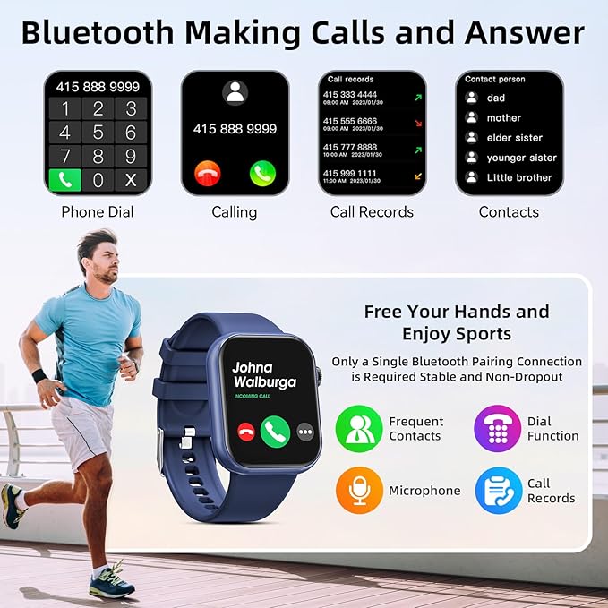 Hwagol Smart Watch (Answer/Make Call) 1.85inch Fitness Tracker, DIY Dials/Pedometer/Calories/Multiple Sport Modes/Voice Assistant, Smart Watches for Men Women Android iOS Phones