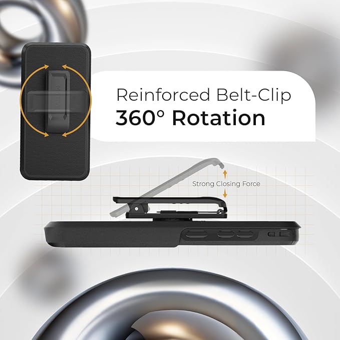 MOTIVE Designed for Samsung Galaxy s25 Case with Belt Clip, Compatible wiht MagSafe Qi2, Dual-Layer 10FT Military Grade Drop Protection, Shockproof s25 Holster Case 6.2” | Black