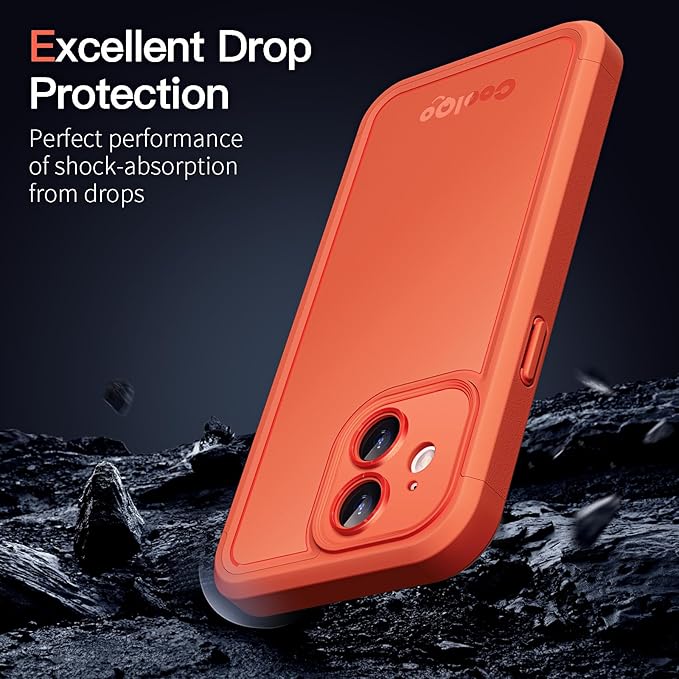 COOLQO Magnetic for iPhone 12 Case, Compatible with MagSafe, Dual Layer Design Military Grade Protection, Translucent Matte Scratch-Resistant Back Protective Shockproof Phone Case, Orange