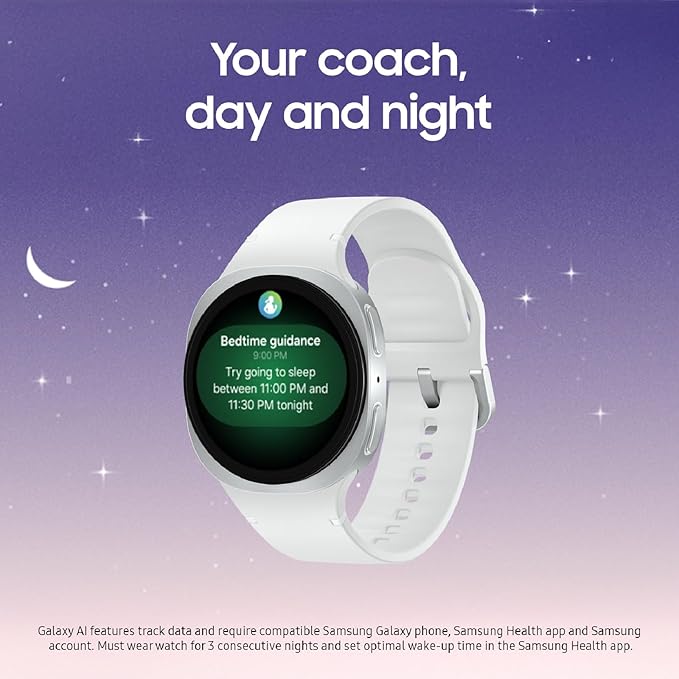 Samsung Galaxy Watch 8 (2025) 40mm LTE Smartwatch, Cushion Design, Fitness Tracker, Sleep Coaching, Running Coach, Energy Score, Heart Rate Tracking, Silver [US Version, 2 Yr Warranty]